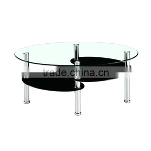 Coffee Table Black and Clear Glass Chrome Metal Legs thumbnail-1