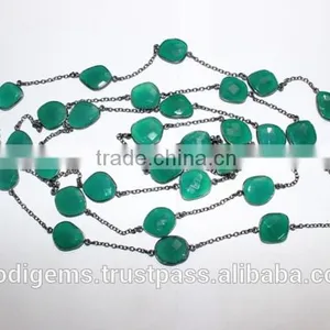 Green Onyx Fancy Bezel Beads Chain Garland thumbnail-1