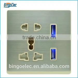 Uk Standard Multi Function 5pin Wall Socket With Double USB Socket thumbnail-1