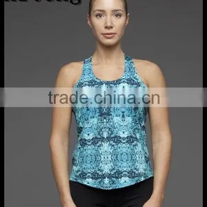2016 Athletic Abstract Printed With Crisscross Straps Tank With Sport Bra Two in One Office In United States (USA)Small Minimum thumbnail-2