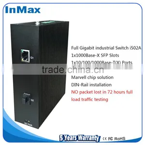 Full Gigabit 1x1000BaseX SFP and 1x10/100/1000BaseT(X)Ports Din-Rail Industrial Ethernet Switches I502A thumbnail-1