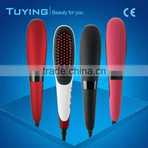 Newest LCD Temperature Fast Hair Brush Flat Iron Electric Hair Straightener Comb thumbnail-2