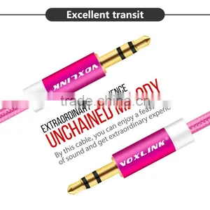 VOXLINK 1m Gold Plated&metal&nylon Braid 3.5 mm Jack Aux Stereo Audio Cable Male to Female Extension Cable thumbnail-1