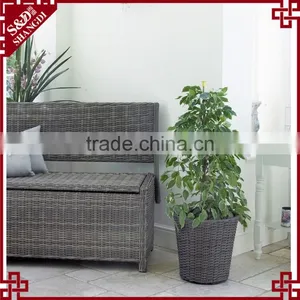 S&D Cheap& High Quality New Style PE Blow Molding Round Grey Wicker Laxury Rattan Plastic Flower Pot / Planter thumbnail-3