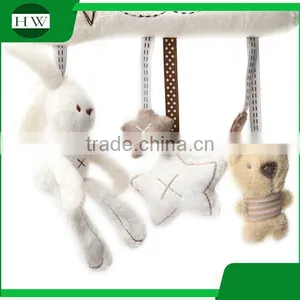 Wholesale Custom Soft Plush Rabbit Beer Musical Baby Kids Hanging Bed Stroller Rattle Toys thumbnail-2