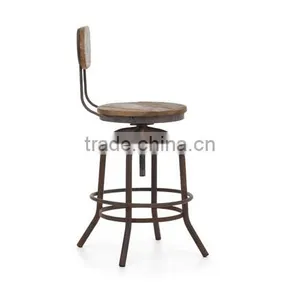 Industrial Rustic Wood Metal Counter Chair thumbnail-2