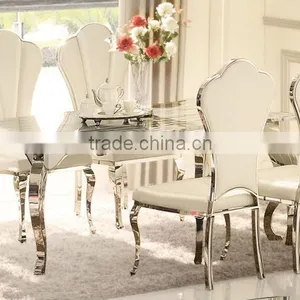 Dining Room Table/ Stainless Steel and Marble Top Dining Sets AH103 thumbnail-1