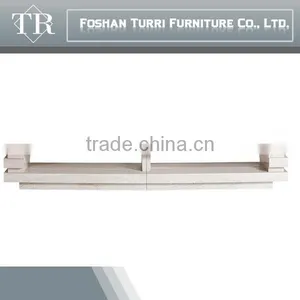 Classic White Gloss Travertine TV Stand For Living Room thumbnail-2