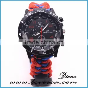 2017 New Style Climbing Camping Survival Bracelets Umbrella Rope Firestarter Life Saving Paracord Watch Band thumbnail-3