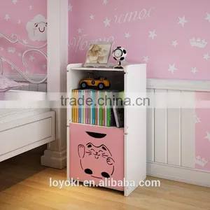 Kids Modern Simple Style Carving Flower Storage Organizer 2 Tier High Gloss Storage Cabinet Carved Night Stand, Bedside Table thumbnail-1