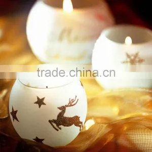 Dongguan Sandblast With Printing Glass Cup Tealight Glass Candle Holders Supplier thumbnail-1