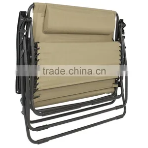 Outdoor 2 Person Double Wide Beige Folding Zero Gravity Chair thumbnail-6