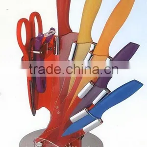 HX-1010 8pcs Kitchen Knife Set With Swirl Acrylic Block Include Knife Scissor and Peeler thumbnail-1