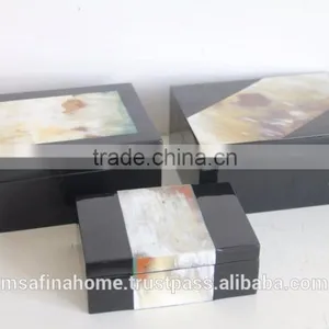 Set of 3 Rectangle Horn Lacquer Boxes thumbnail-1