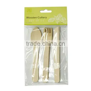 48pc Wooden Cutlery Set - Disposable Biodegradable Wood Forks Spoons Knives thumbnail-5