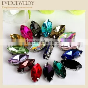 4228 XILION Navette Crystals With Sew On Metal Settings 7*15 thumbnail-1
