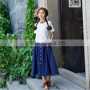 New Arrivals Fashion Women Casual Long Skirts Single-Breasted for Autumn thumbnail-4