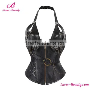 Antique Jacquard 14 Boned Women Slimming Steampunk Leather Corset thumbnail-1