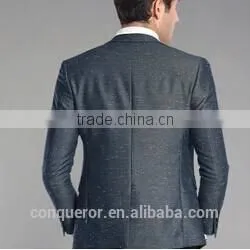 Blue Wool 'M Line' 2-Button Suit With Flat Front Pants (SHT1063) thumbnail-2