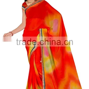 Spray Printed Designer Saree in Chiffon Sari Fabric thumbnail-4