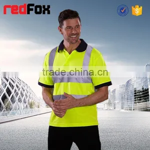 V-neck High Visibility T-shirt Low Price 100% Polyster Safety T-shirt for Running High Visibility Orange Safety T-shirts thumbnail-5