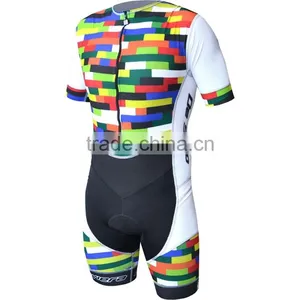 2017 Guangzhou Colorful Men's Summer Short Sleeve Cycling Inline Skating Skinsuit Bicycle Skate thumbnail-1