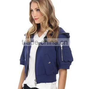 Stacked Multipurpose Zip Pocket at Left Sleeve Welt Hand Pockets With Snap Closure Zip Front Hooded Sweatshirt thumbnail-2