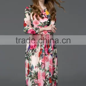 High Quality Hot Selling Women's Printing Elegant Long Dress thumbnail-2