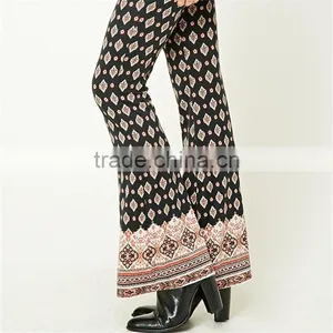 Factory Price Gypsy Print Spandex Ornate Flare Dressy Stretch Pants thumbnail-3