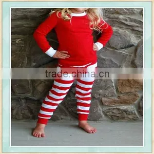 2017 New Style Winter Pajamas Red Top Match Stripe Classic Pant Design Children Pajamas thumbnail-1