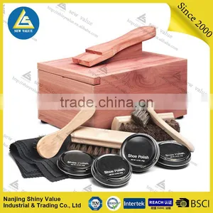 Luxury High-grade Complete Shoe Polish Kit/Foldable Cover Wooden Shoe Shine Box thumbnail-1