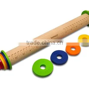 Wooden Baking Stick Rolling Pin Fondant Adjustable Rolling Pins MultifunctionThickness Embossing Patterned Cake Tools thumbnail-1