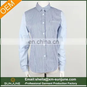Long Sleeve Splicing Sleeves Ladies Vertical Stripe Shirt thumbnail-1