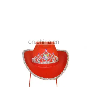 MCH-1316 Party Carnival Funny Cheap Orange Crown Cowgirl Felt Hat thumbnail-1