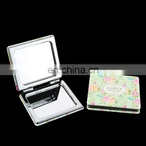 Custom Design Logo Printed PU Leather Mini Mirror thumbnail-1