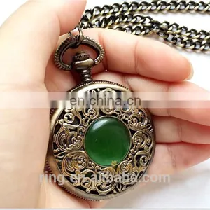 Western Classical Mechanical Gemstone Pocket Necklace Watch thumbnail-3