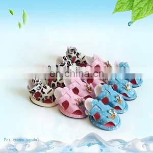 Dog Shoes Dog Sandals Teddy Bear VIP Dog Shoes Cover Crown Sandals Leopard Shoes thumbnail-1