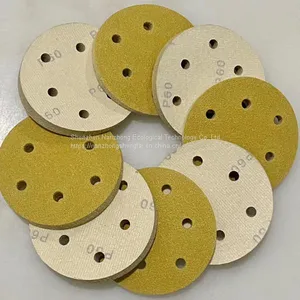 100pcs/box High Quality Hand Grinding Plate Special Flocking Sandpaper for Automobile Rust Removal, High Quality 8-hole Yellow Sandpaper thumbnail-4