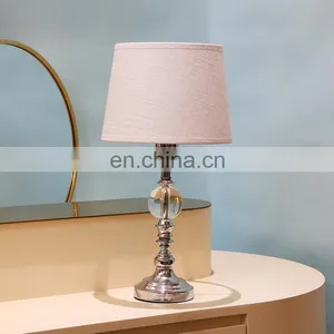 Creative Design Cheap Custom Modern Bedside Silver Desk Lamp With Pvc Lampshade thumbnail-1