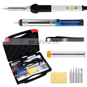 12 Pieces Set Adjustable Temperature Soldering Iron Kit 60w /110v With 5 Bonus Tips in Various Sizes thumbnail-1