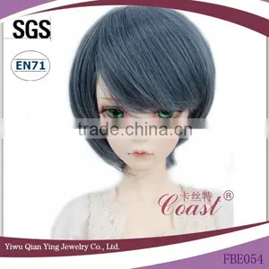 Factory Best Grey Blue Synthetic Short Straight BJD Hair Wigs for Dolls thumbnail-1
