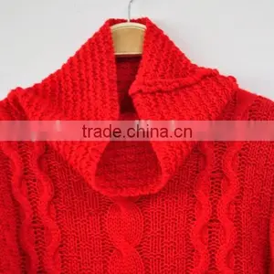 Winter Turtleneck Cashmere Blended Sweater Tassel Red Sweater Hot Selling thumbnail-3