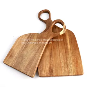 Natural Acacia Wood Irregular Steak Bread Board Dessert Tray With Hanging Ring Cutting Chopping Board Placement Plate Art thumbnail-4