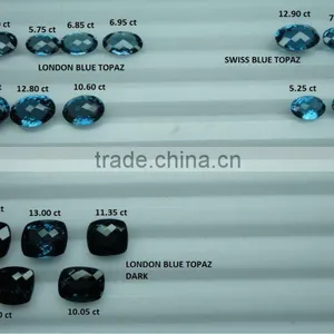 London Blue Topaz Cabochon Loose Calibrated Briolettes Faceted Cut thumbnail-4