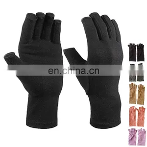 Wholesale Therapeutic Copper Joint Fingerless Pain Relief Hand Wrist Compression Arthritis Gloves thumbnail-1
