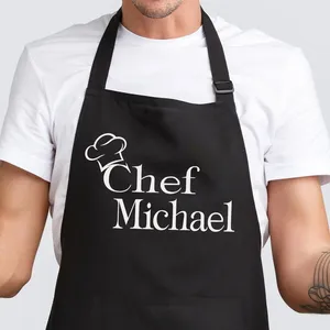 Chef Apron With Custom Name, Personalized Gifts for Men, Gifts for Women, Aprons for Women With Pockets thumbnail-1