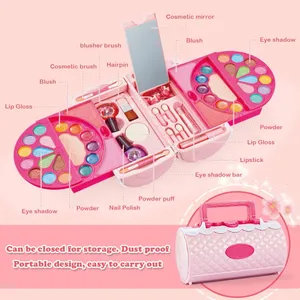 Kids Makeup Kit for Girls 28 in 1 Real Makeup Set Washable Cosmetic Set With Handbag Gifts for Girl 3+ Years thumbnail-3
