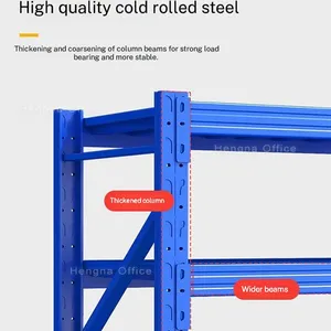 Heavy Duty Steel Archive Shelving for Office Document and Heavy Boxes Organization, Multi-layer Bolt-free Metal Storage Rack, China HENGNA thumbnail-4