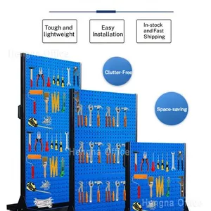 Industrial Grade Double Sided Pegboard Tool Rack | Freestanding Heavy Duty Storage Stand For Manufacturing Factory thumbnail-4