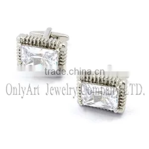 CZ Pave Setting Cufflinks Custom Design 925 Sterling Sliver Cufflinks thumbnail-5